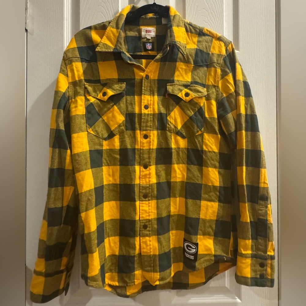 Levi's NFL Green Bay Packers Plaid Button Down Shirt Small - Picture 3 of 7